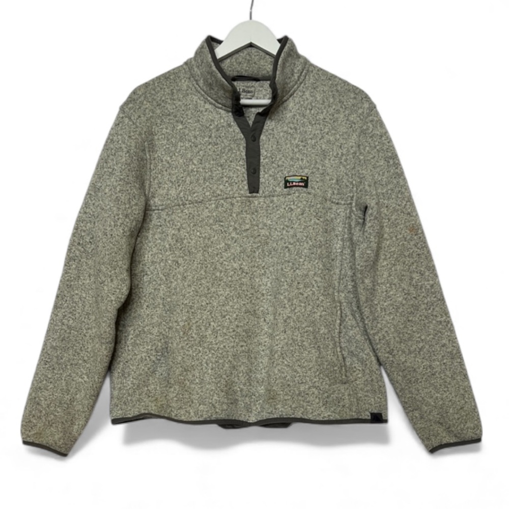 L.L. Bean Men’s Jacket Fleece Pullover in Grey Heather Slightly fitted, Large